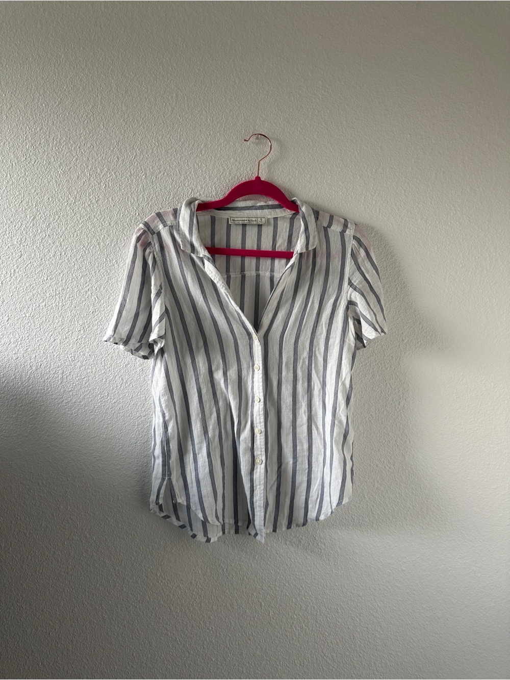 Light Blue and White Striped Button-Front Women's Shirt